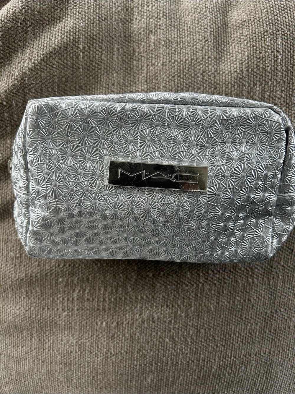 MAC Silver Textured Makeup Bag